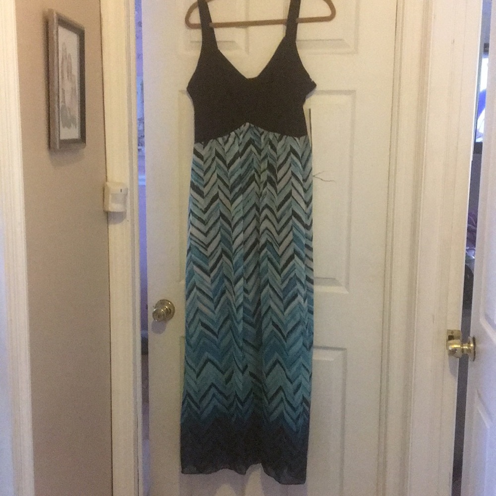 Black and teal maxi dress